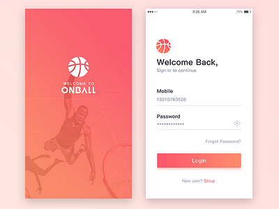 Loading/Login page basketball，sports，login，loading mobile ui