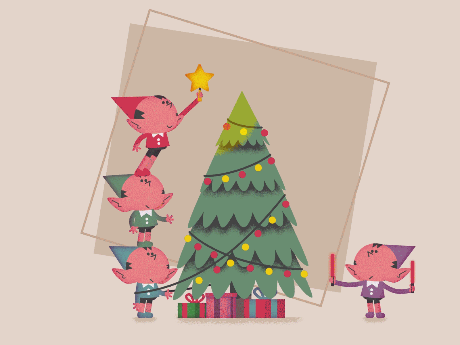 Happy Hollydays after effects animation balance character christmas design gif hollydays illustration loop tree