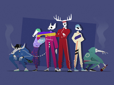 Halloween Tracksuit Crew 2d art 90s animals animation animento character design gang gif gopnik halloween illustraion loop motiongraphics skeleton squat tracksuit trap zombie zombies