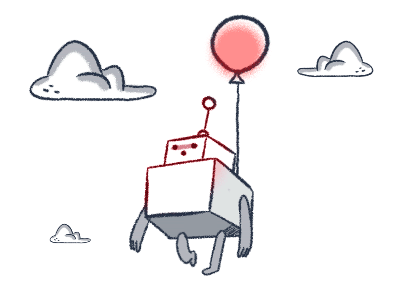 2HIGH animation baloon clouds fly framebyframe gif high illustration robot