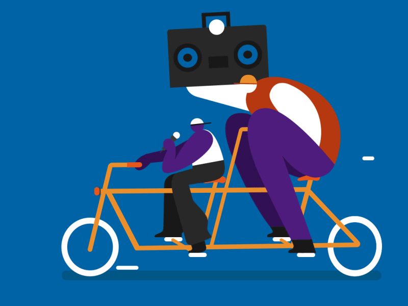 Teamwork beats bike boombox collaboration collective creativeteam gif loop music rythm tandem teamwork