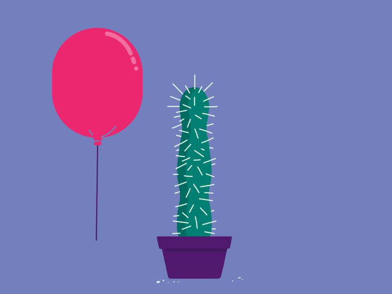 Paradox animation balloon cactus contradiction dangerous illustration oximoron pot sharp spine