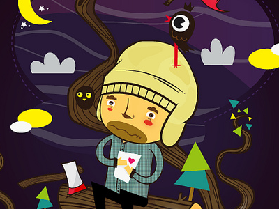 leñador character night sad vector