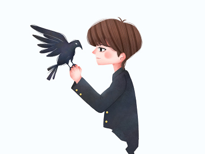 Crow animated character animation art artwork character creative cute design digitalart doodle draw drawing fairy tale graphic design illustration love painting sketch sketchbook
