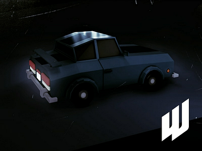 Low-poly car render c4d photoshop