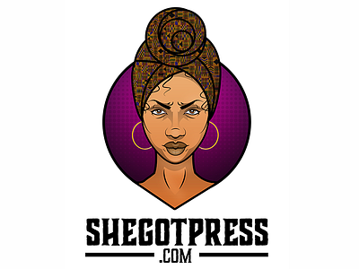 Logo Design - SheGotPress.com black woman blog culture hair illustration logo