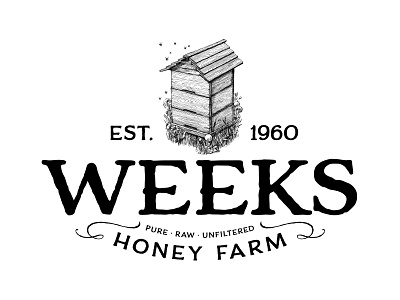 Weeks Honey Farm logo Concept branding design farm honey logo natural