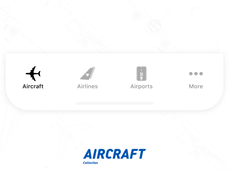 Aircraft Collection Tabbar aircraft airlines animated animation app color demo design flat gif icon logo plane principle app simple sketch app tabbar typography ui ux