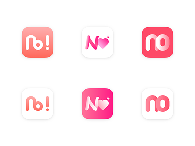 “No” Icons app bright color design flat icon letter logo pink simple sketch app smooth