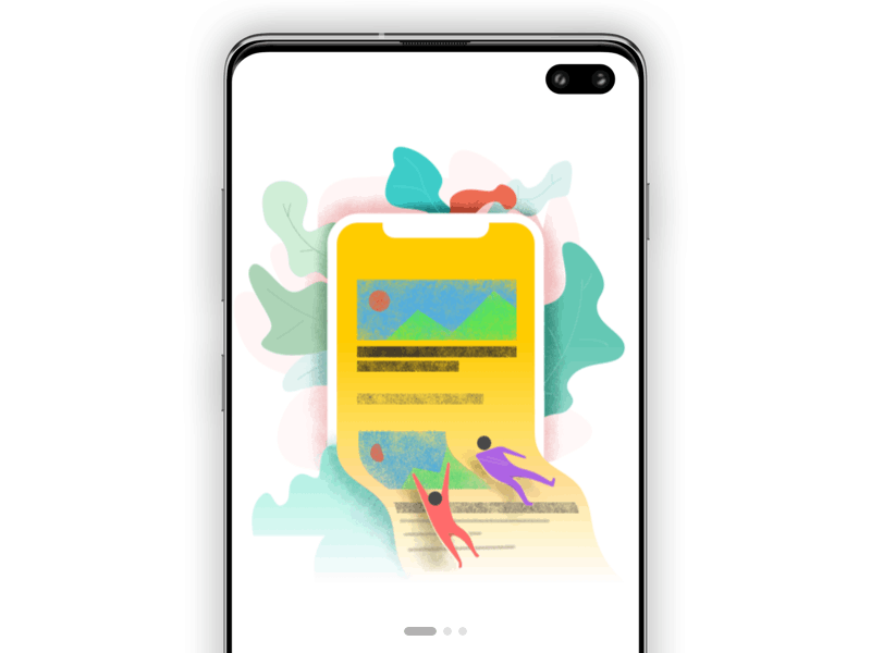 Onboarding Pages 2 animated animation app artwork clean color demo design flat galaxy s10 guide page illustration principle app sketch app typography ui welcome page