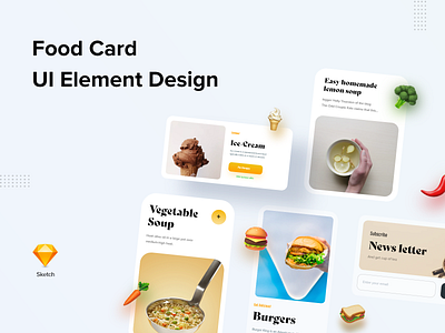 Food card UI cardboard cards ui elements food graphicdesign ui uikit