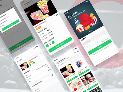 Popcorn and Drinks App UI 🍿🥤 creative design graphics illustration popcorn ui uiux