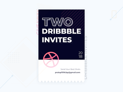 Two Dribbble Invites card clean dribbble giveaway illustration invitation two typography