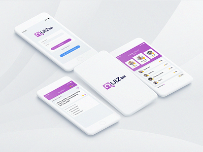 Quiz App Screens clean app design logo purple quiz ranking solid ui winner