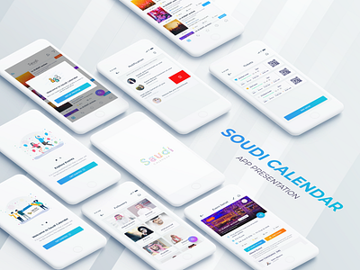 Saudi Calendar App Presentation app concept appdesign clean creative design graphics icon illustration tickets ui uiux