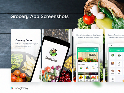 Grocery App Screenshots application ui applive appscreenshots branding buy design grocery app logo screenshots seller uiux