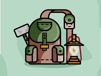 Buglar adventure backpack buglar dungeons and dragons flatdesign illustration vector