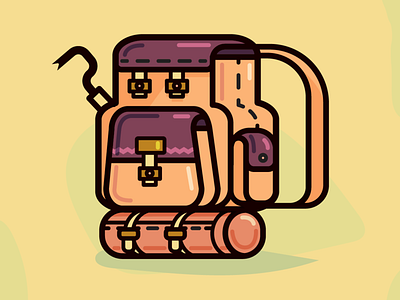 Dungeon pack backpack cesardrawings dungeon dungeons and dragons flatdesign icon illustration vector