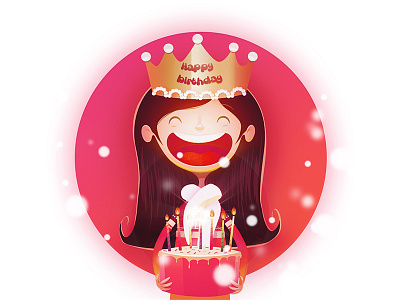 Happybirthday cake crown festival girl happybirthday illustration photoshop red sketch