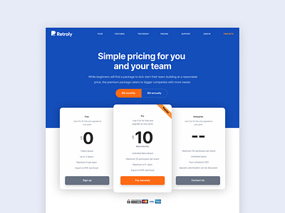 Retroly Pricing pricing page pricing plan pricing table