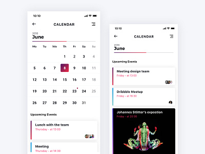 Calendar agenda app creation debut design interaction ios meeting micro interaction mobile ui ux calendar colorfull date event gradient ios iphone x task