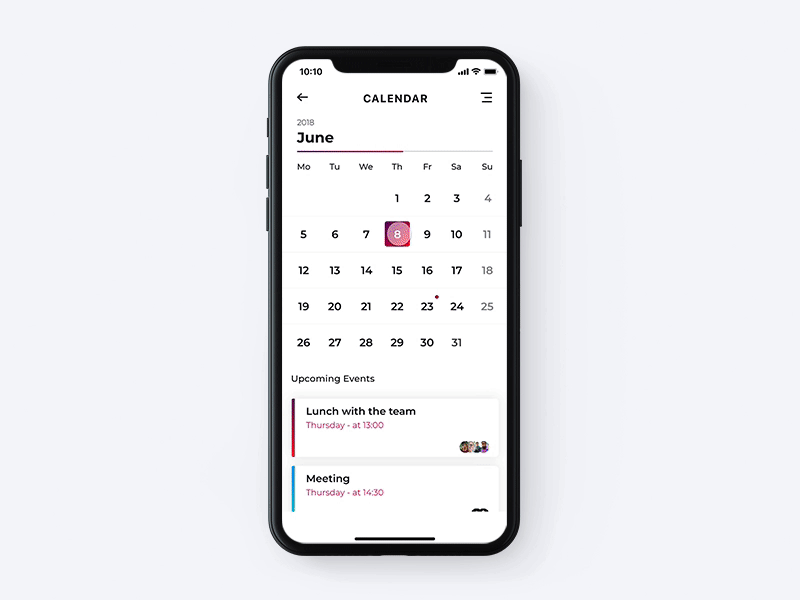 Calendar Animation animation concept date event interaction invision invision studio iphone x micro interaction mobile success tasks