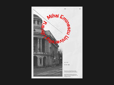 Mihai Eminescu University Library blackandwhite design iasi library monument poster posterdesign romania