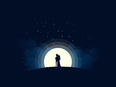 Couple on the hill cople hill illustration on the