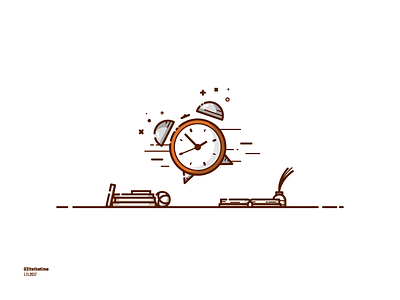 Late in night books clock ding fast illustration outline time