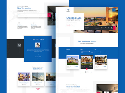 Real Estate Home blue clean creative design homepage inovative landing page modern property real estate ux ui website