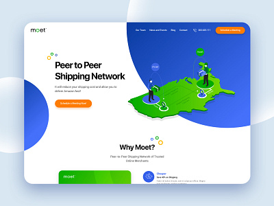 Peer to Peer Shipping Network clean creative design green homepage illustration inovative inspiration landing page network service shipping solution ux ui website