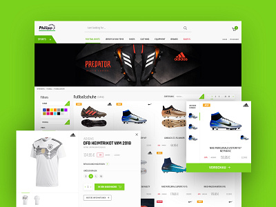 Philipp Team Sport - Product Listing Page addidas creative design ecommerce filters football football club german inspiration online shop online store product listing shoes soccer sport sportswear ux ui website