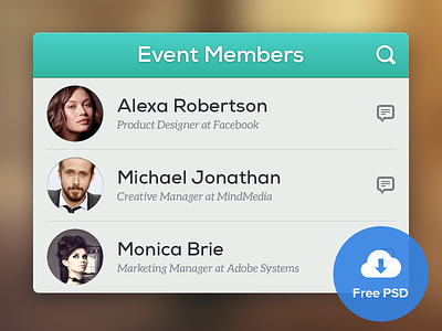 Event Members - Free PSD free members photoshop psd rounded avatars ui user interface