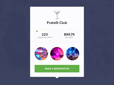 Clubs popup bars clean clubs flat maps popup reservations ui user interface