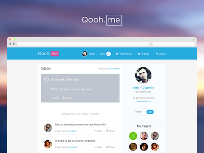 Qooh.me Redesign app photoshop psd questions redesign ui user interface web web design