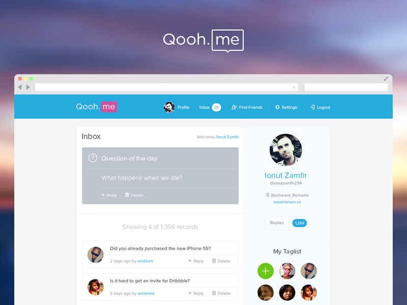 Qooh.me Redesign web web design app questions redesign psd photoshop ui user interface