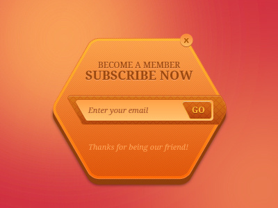 Unusual Subscribe Form email modal newsletter orange subscribe ui user interface
