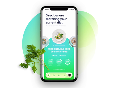 Recipes Slide app diet fit food food app healthy ios iphone iphone app lifestyle mobile recipe ui user interface