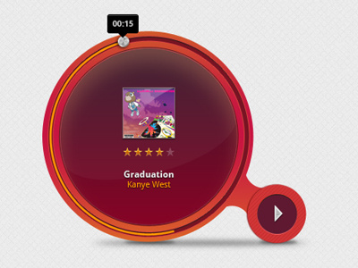 Rounded Audio Player audio media player pink player tooltip ui user interface yellow
