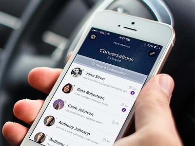 Conversations app clean contacts ios ios7 iphone iphone app messages modern template ui ux