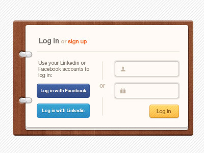 Login form for a personal application login login form notepad ui user interface wood