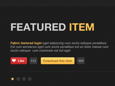 Featured item description dark description featured red stiches ui yellow