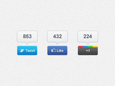 Share buttons - free PSD buttons clean modern share social ui user interface