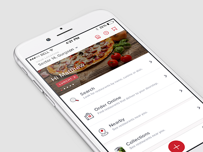 Zomato Homescreen app design food ios list order restaurants results search zomato