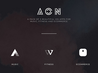 AON - a pack of 3 iOS apps app charts design ecommerce fitness ios music sketch sport template ui user interface