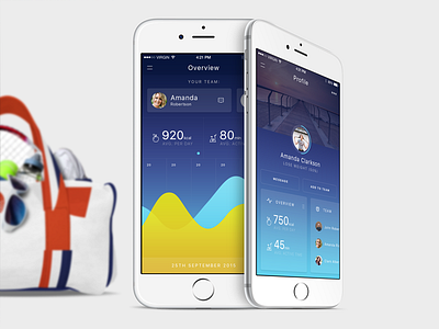 Overview & Profile app charts design fitness health ios lifestyle sketch sport template ui user interface