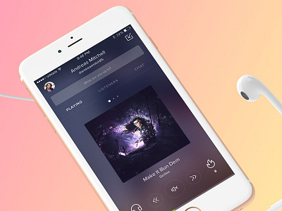 Playing Geekin Radio app design ios music sketch social ui user interface