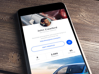 Clean Profile app cars design ios sketch social ui user interface