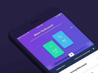 Energy Management App app design energy ios iphone purple ui userinterface