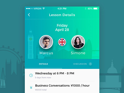 Lesson Details app design ios iphone language mobile ui user interface